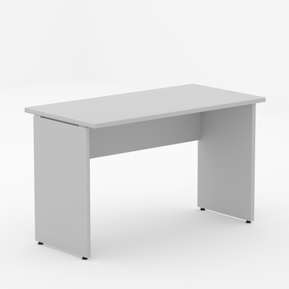 Mesa de Escritório Cinza – Compacta com Painel Frontal