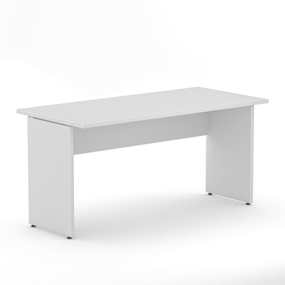 Mesa de Escritório Cinza – Retangular com Painel Frontal