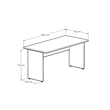 Mesa de Escritório Cinza – Retangular com Painel Frontal
