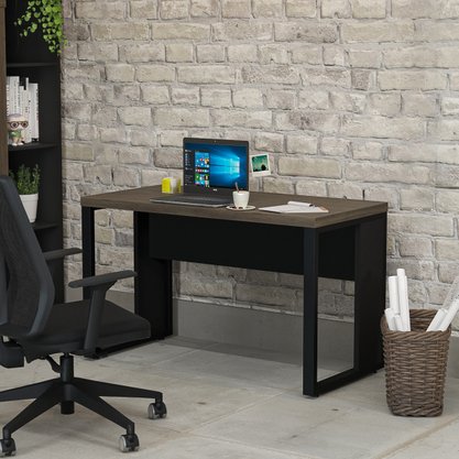 Mesa de Escritório com Pé Metal 120cm Ameixa com Preto