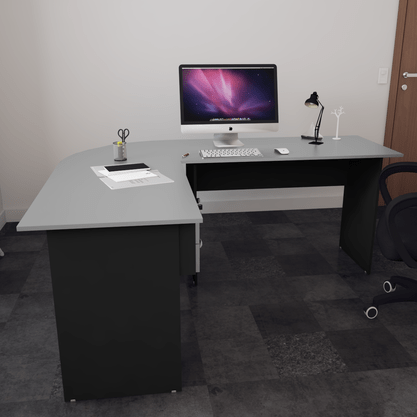 Mesa de Escritório 2 gavetas New City Cinza com Preto