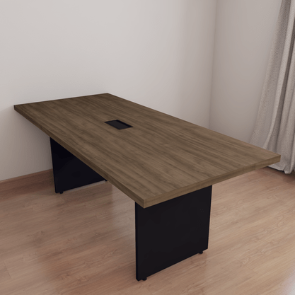 Mesa de Reunião com Power Box Ameixa com Preto