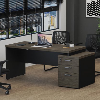 Mesa Diretor Dinâmica 2 gavetas e 1 pasta suspensa Start