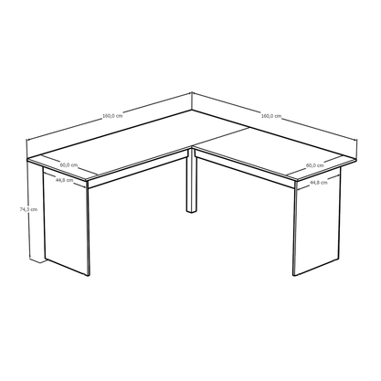 Mesa Escritório em "L" 160cm New City Cinza com Preto