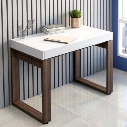 Mesa Escrivaninha Squadra Gaveta Nogal/Branco - Artany