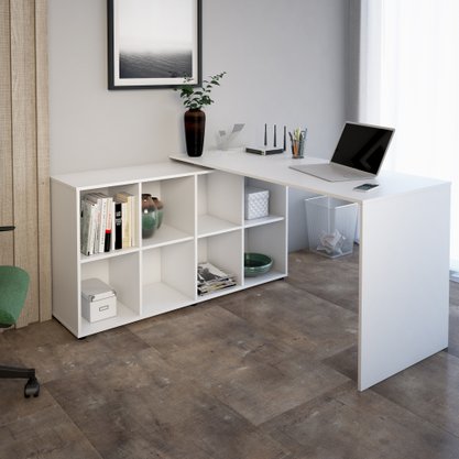 Mesa Nero Com 8 Nichos Auxiliares 140cm Branca