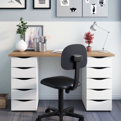 Mesa para Computador Due Web Nogal com Branco