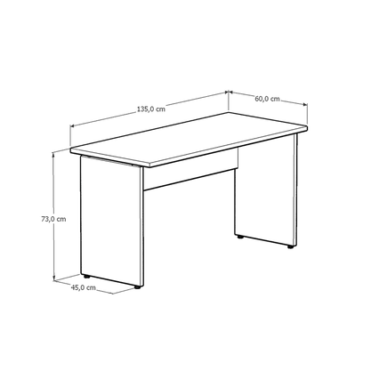 Mesa para Escritório Retangular Preta 135cm