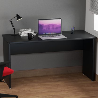 Mesa para Escritório Retangular Preta 135cm