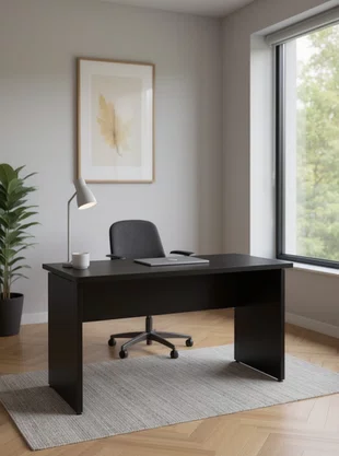 Mesa de Escritório Preta – Compacta e Funcional