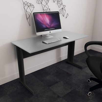 Mesa Retangular com Pé Metálico 135cm New City Cinza com Preto