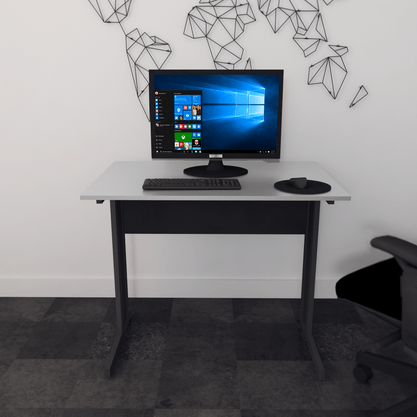 Mesa Retangular com Pé Metálico 90cm New City Cinza com Preto