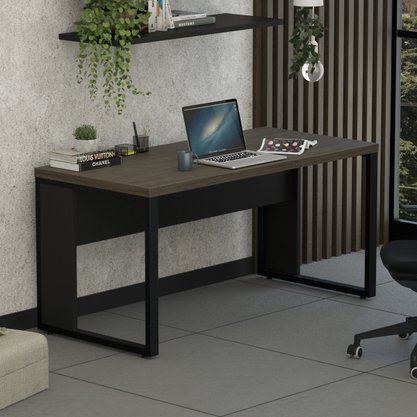 Mesa Retangular Pé Metal 150cm Ameixa com Preto