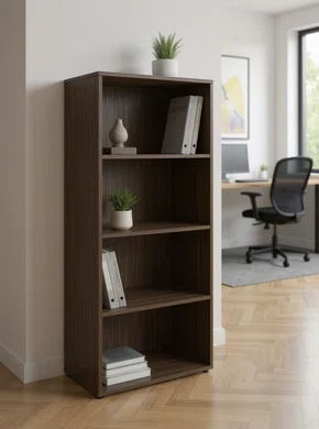 Armário Biblioteca Ameixa e Preto – com 3 Prateleiras Fixas