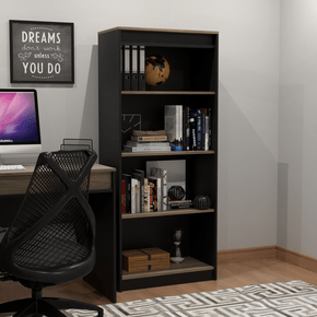 Armário Aberto com prateleiras em MDP Calvin com Preto