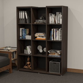 Armário Alto Aberto 12 Nichos Marsala com Preto Edge