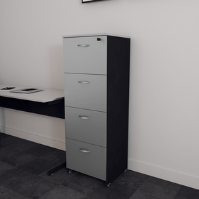 Armário Arquivo 4 Gavetas Pasta Suspensa Cinza com Preto