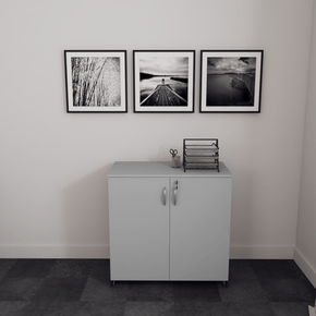 Balcão Baixo Escritório New City Cinza com Preto