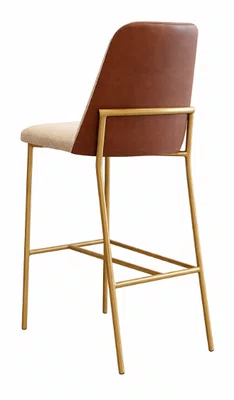 Banqueta Alta — Estofada em Tecido com Detalhes em Couríssimo