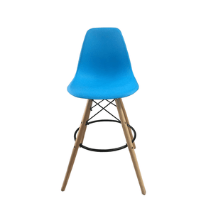 Banqueta Base Madeira Eames Azul