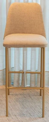 Banqueta Alta — Estofada em Tecido com Detalhes em Couríssimo