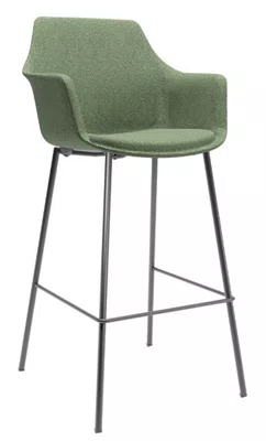 Banqueta Verde - em Tecido Buclê com Estrutura Metálica Preta