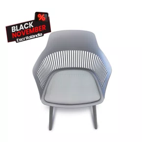 Cadeira Cinza – Assento Estofado em PU com Estrutura em Polipropileno