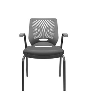 Cadeira Escritório Fixa 4 Pés com Braços – Assento Grafite