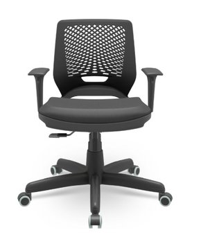 Cadeira de Escritório Giratória Beezi Braço Regulável Preto