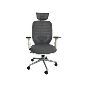 Cadeira Presidente Cinza e Branco - com Encosto em Tela e Assento Estofado