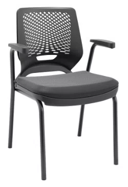 Cadeira Diretor Fixa Preta – com Braços Fixos