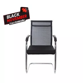 Cadeira Diretor Fixa Preta – Tela Poliéster Estrutura Cromada