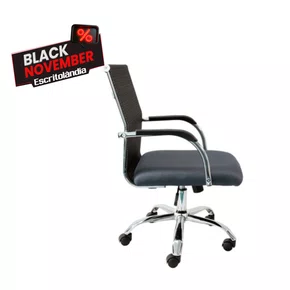 Cadeira Diretor Giratória Cinza – Encosto em Tela e Base Cromada