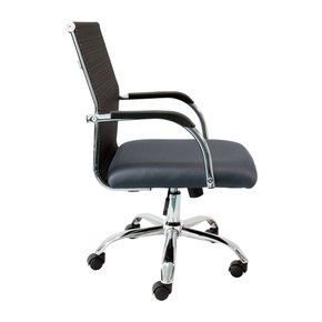 Cadeira Diretor Giratória Cinza – Encosto em Tela e Base Cromada