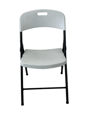 Cadeira Dobrável Branca – Estrutura Preta em Aço Reforçado
