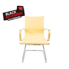 Cadeira Fixa Bege - Estrutura Cromada