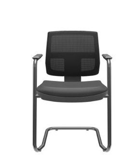 Cadeira Aproximação Preta – Estrutura em S com Braços e Assento Couríssimo