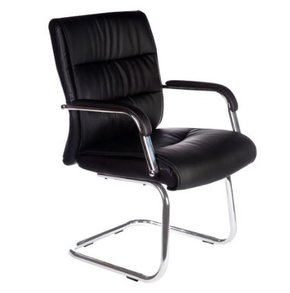 Cadeira Fixa Estofada Couríssimo Preta – Base Cromada