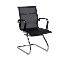 Cadeira Fixa Preta – Encosto em Tela com Estrutura Cromada