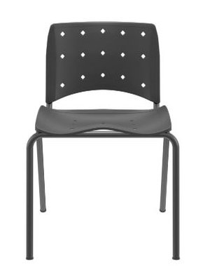 Cadeira Fixa Ergo Slim Preta – Estrutura Metálica