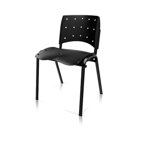 Cadeira Fixa Preta - em Polipropileno com Estrutura Metálica Reforçada
