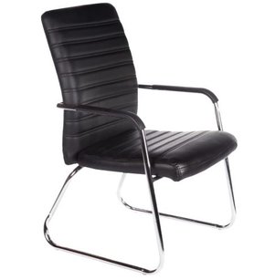 Cadeira Fixa Preta - Estrutura Cromada Couríssimo