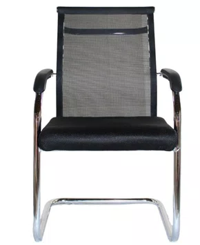 Cadeira Fixa Executiva Preta - com Tela e Braços Base Cromada