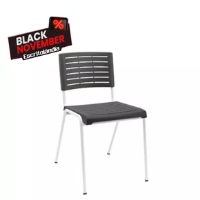 Cadeira Fixa Preta e Branca - 4 Pés sem Braços