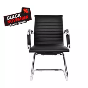 Cadeira Fixa Preta -  Estrutura Cromada