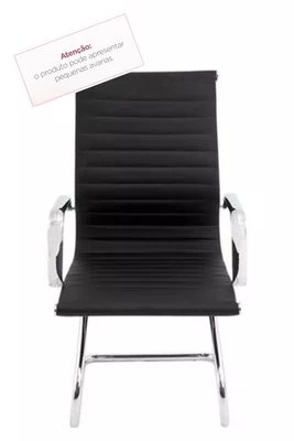 Cadeira Fixa Preta - Estrutura Cromada
