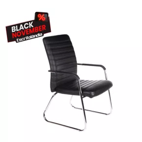 Cadeira Fixa Preta - Estrutura Cromada Couríssimo