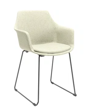 Cadeira Fixa Trapezoidal Bege - com Estofado em Tecido Buclê