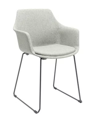 Cadeira Fixa Trapezoidal Cinza Claro - com Estofado em Tecido Buclê