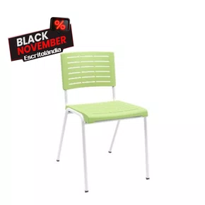 Cadeira Fixa Verde e Branca - 4 Pés sem Braços